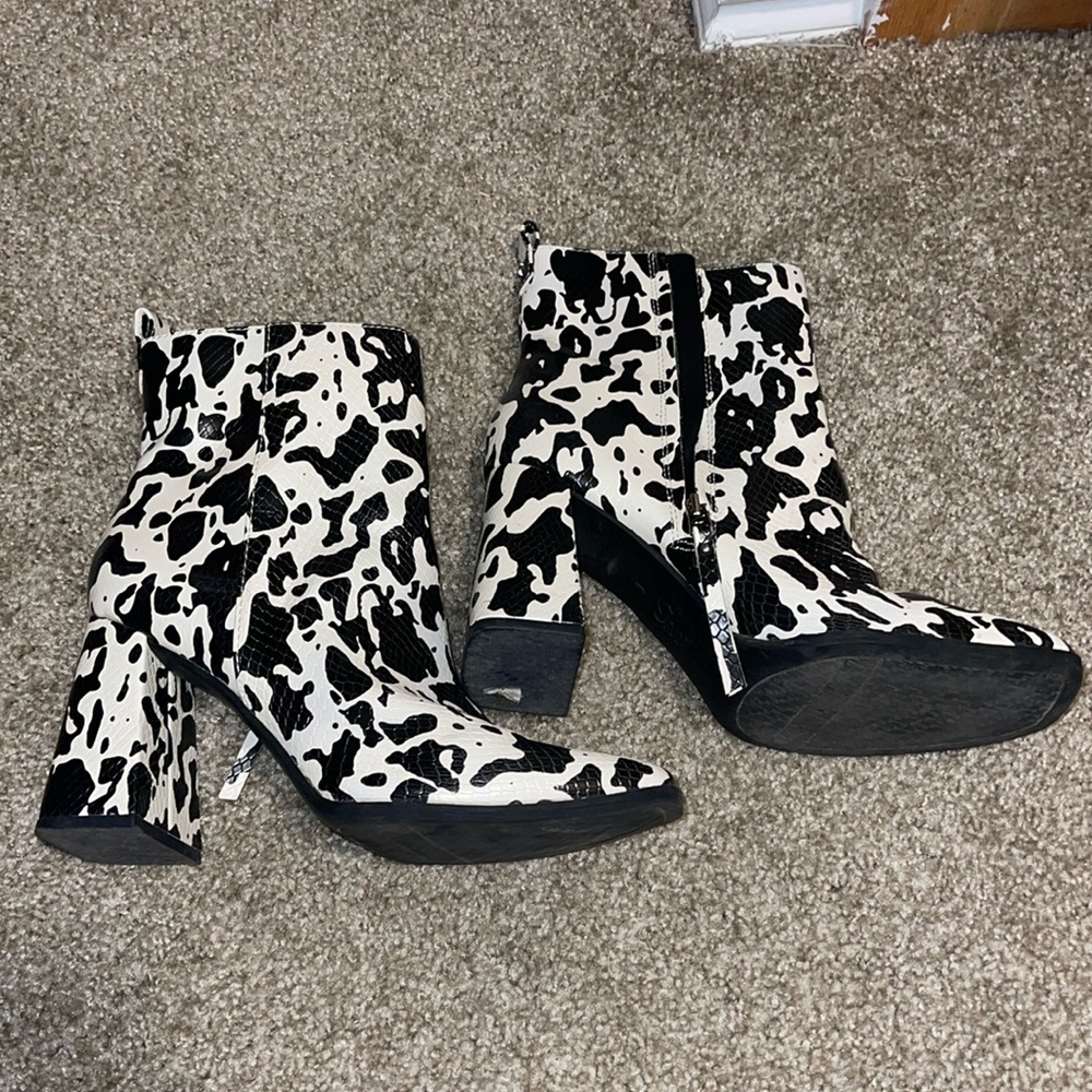 Cow print boots